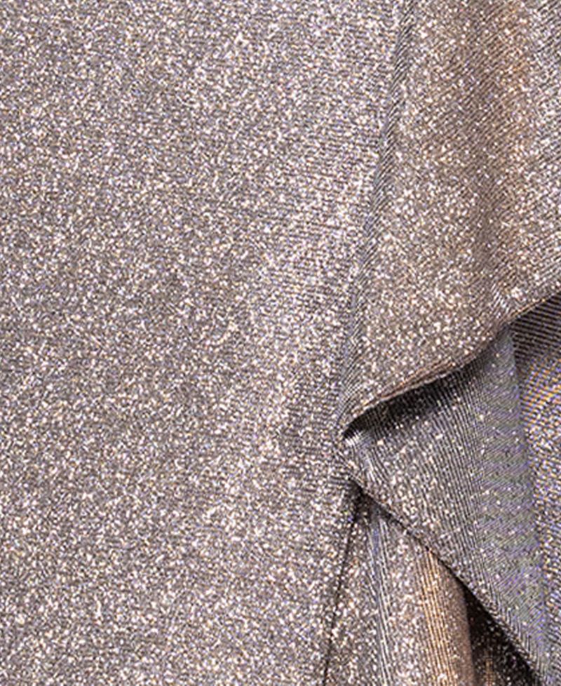 Petite Glitter Knit One-Shoulder Gown