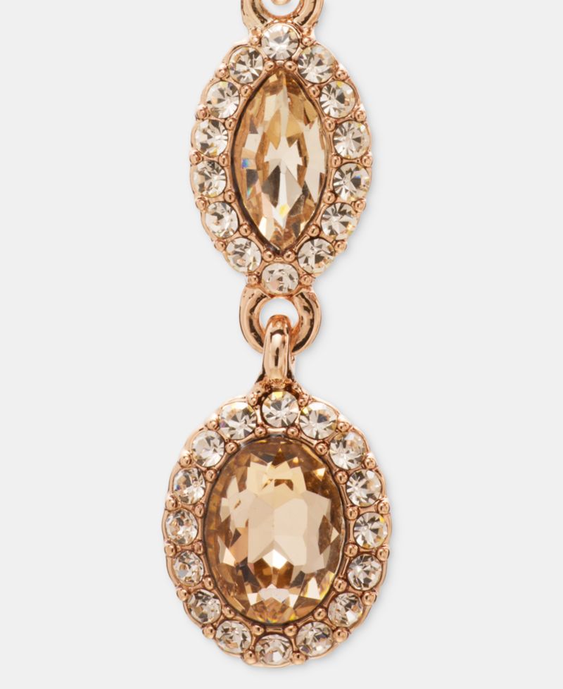 Gold-Tone Stone Double Drop Earrings