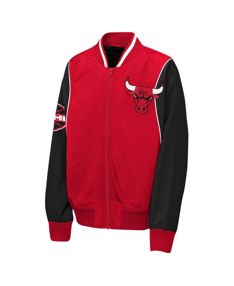 Big Boys and Girls Red/Black Chicago Bulls Two-Pointer Full-Zip Windbreaker