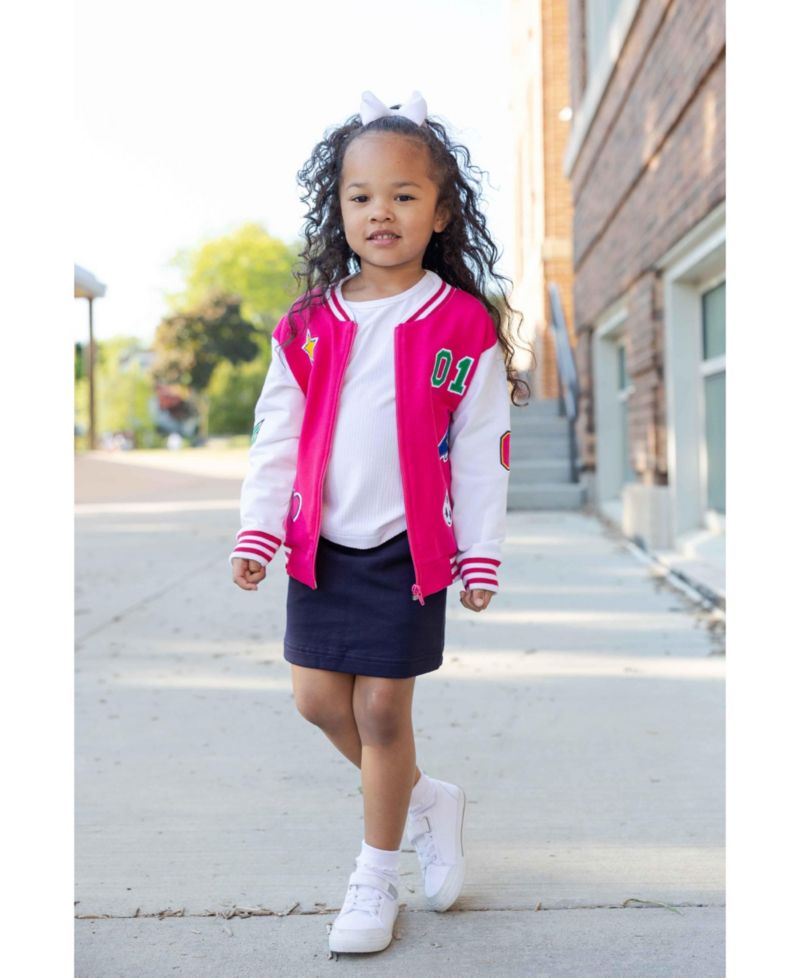 Little Girls (2T - 8) French Terry Varsity Sports Jacket