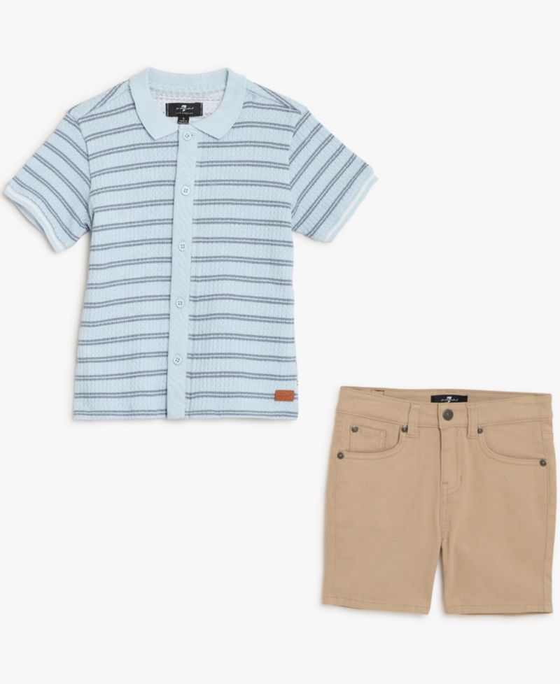 Baby Boys' Striped Polo Shirt and Twill Shorts, 2-Piece Set