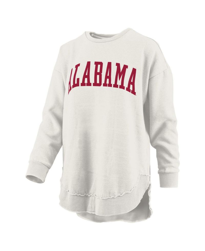 Women's Oatmeal Alabama Crimson Tide M&eacute;lange Poncho Vintage Fleece Long Sleeve Pullover Sweatshirt