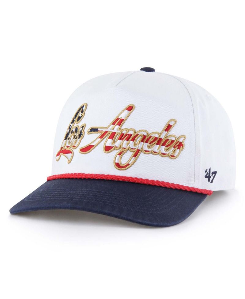 Men's White Los Angeles Dodgers Patriotic Overhand Hitch Adjustable Hat