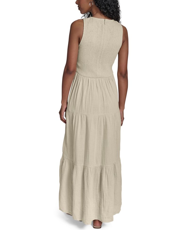Women's Smocked Tiered A-Line Midi Dress