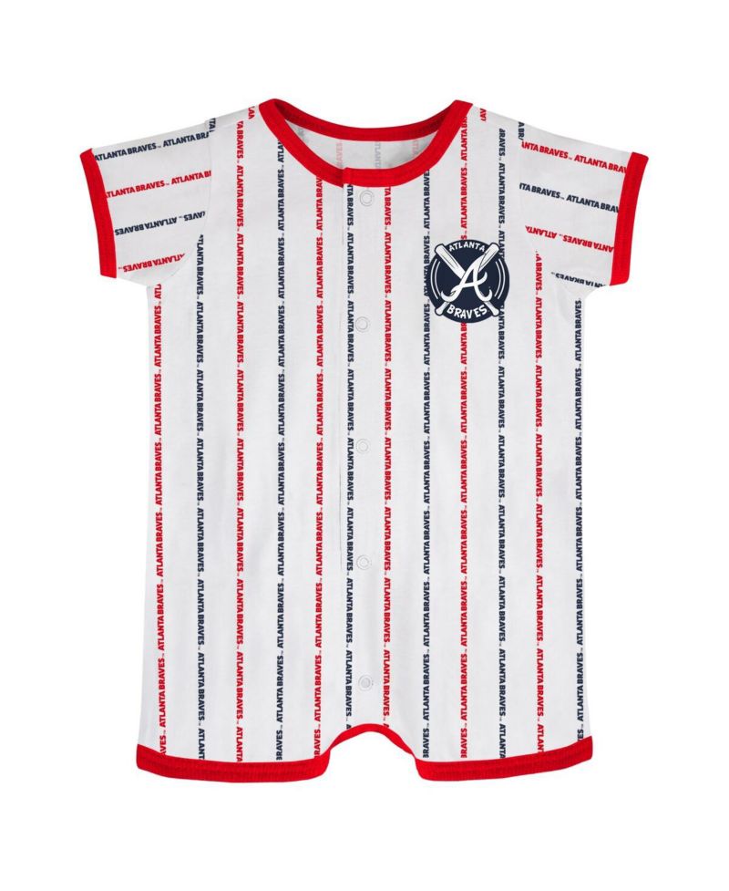 Newborn and Infant Boys and Girls White Atlanta Braves Ball Hitter Coverall