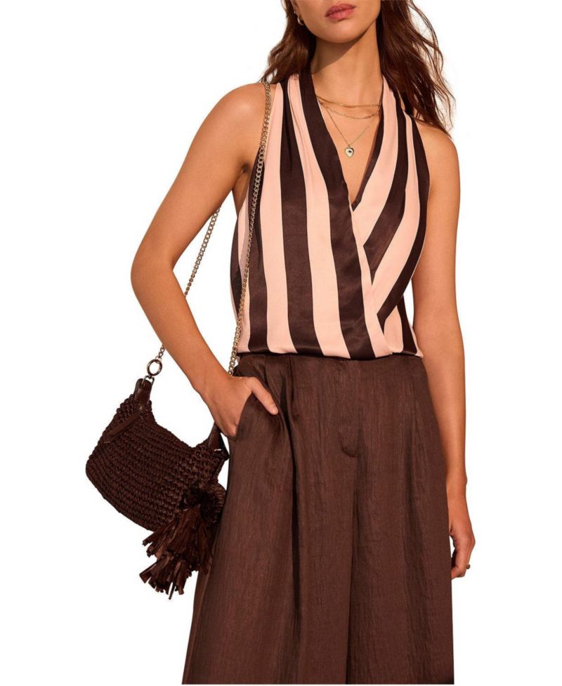 Women's Striped Halter Wrap Top