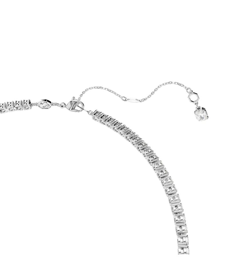 Matrix Round Cut White Rhodium Plated Y Necklace