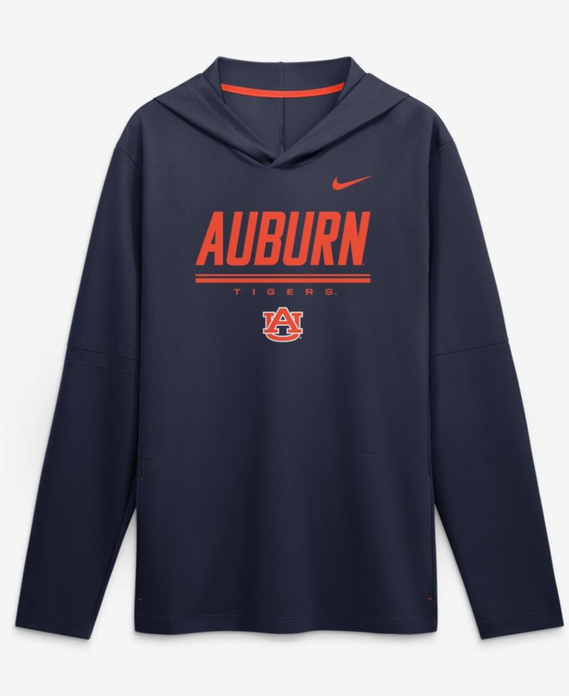 Men's Navy Auburn Tigers 2026 Sideline Lightweight Dri-FIT Long Sleeve Hooded Sweatshirt