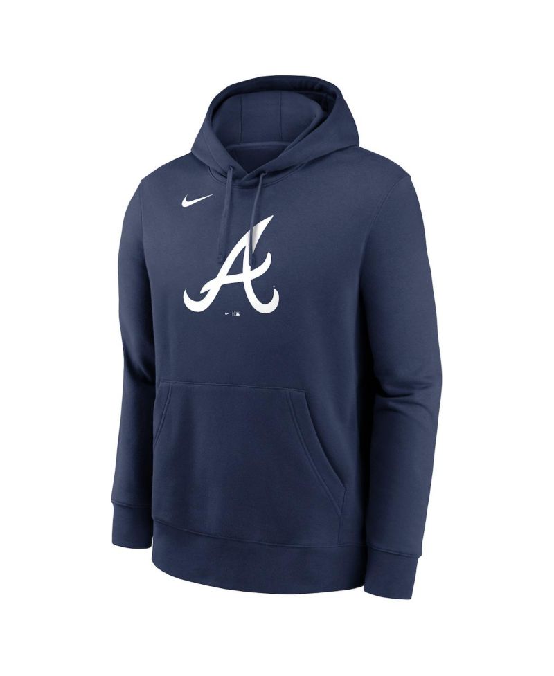 Men's Navy Atlanta Braves Logo Club Fleece Pullover Hoodie