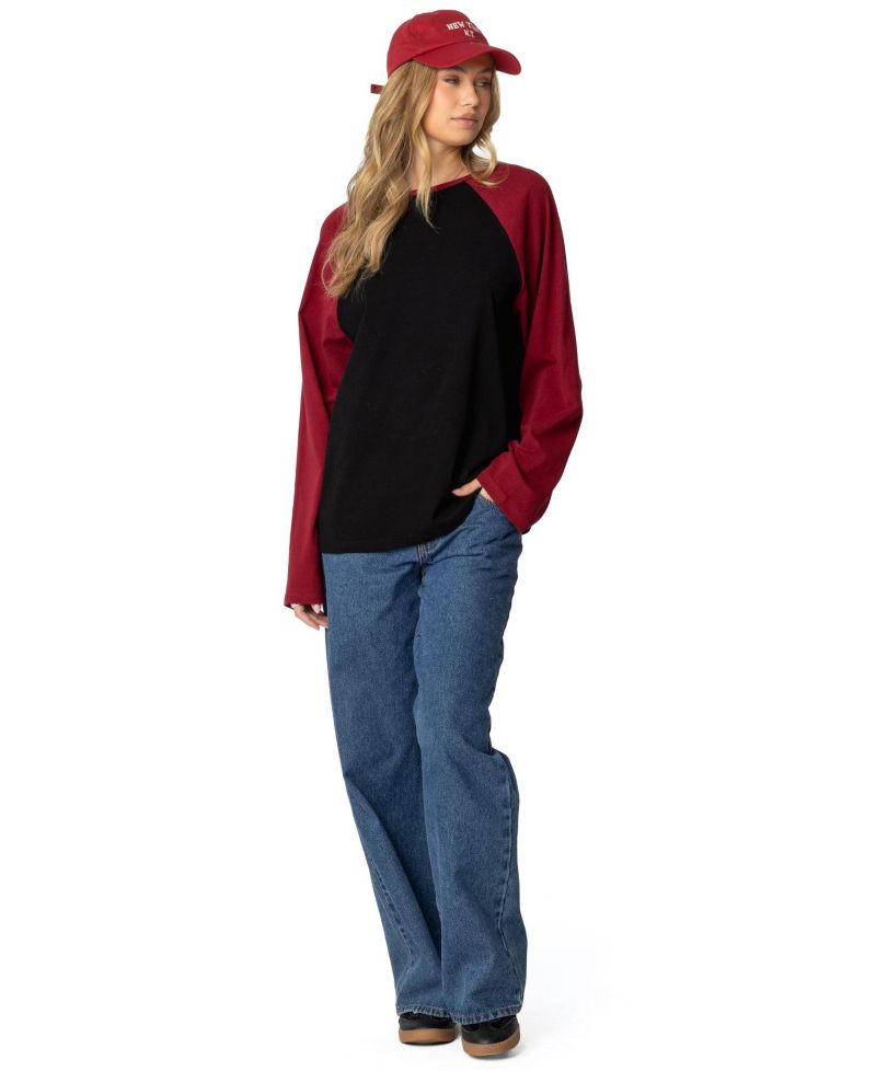 Women's Oversized Raglan Long Sleeve T Shirt