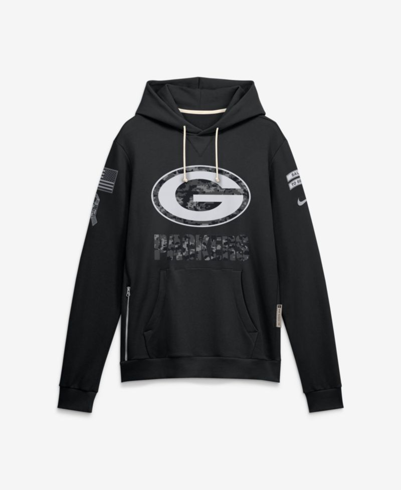 Men's Black Green Bay Packers 2026 Salute to Service Sideline Pullover Hoodie