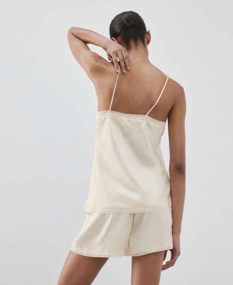 Women's Satin Lace-Trim Pajama Top
