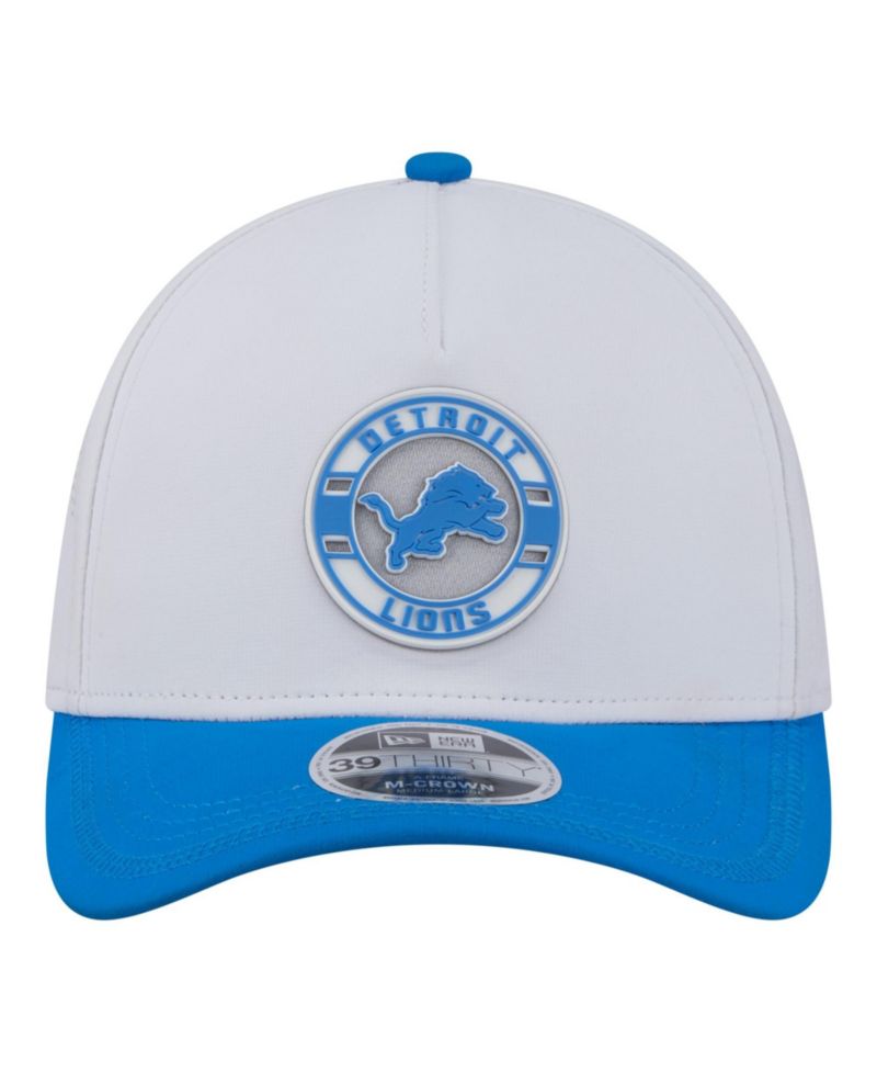 Men's White/Blue Detroit Lions Patch 39THIRTY A-Frame M-Crown Perforated Flex Hat