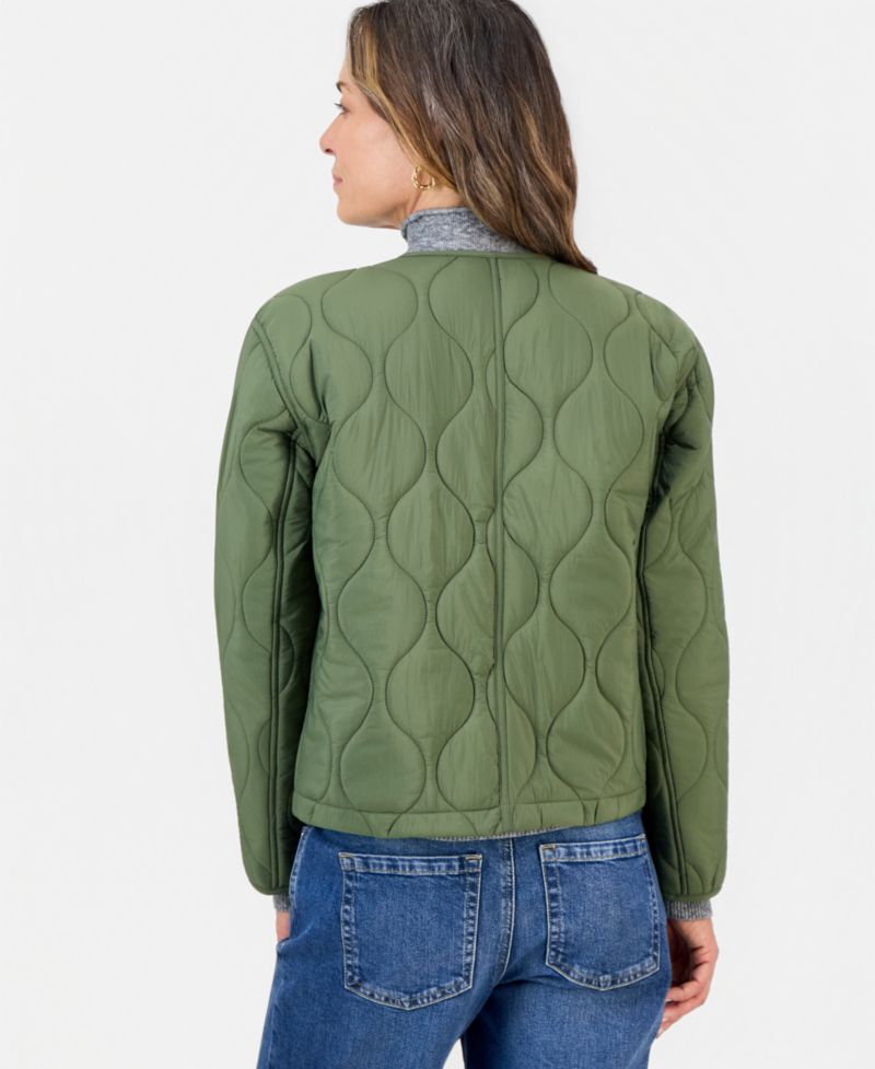 Petite Drawcord Bomber Quilted Jacket