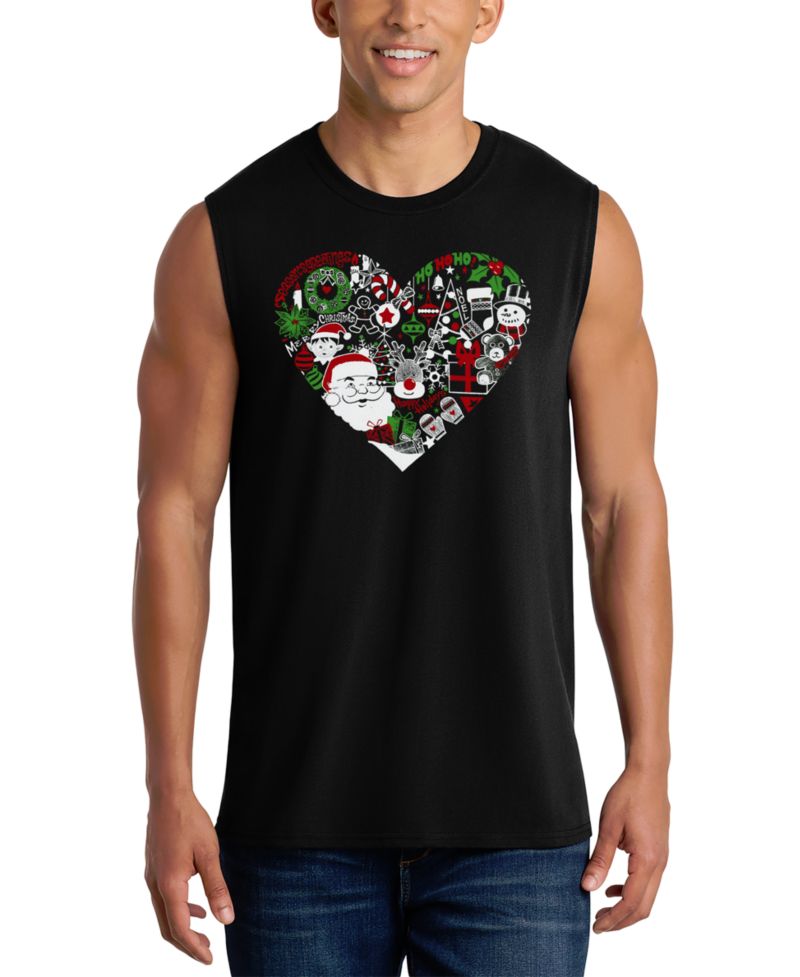Men's Christmas Heart Santa Word Art Tank Top