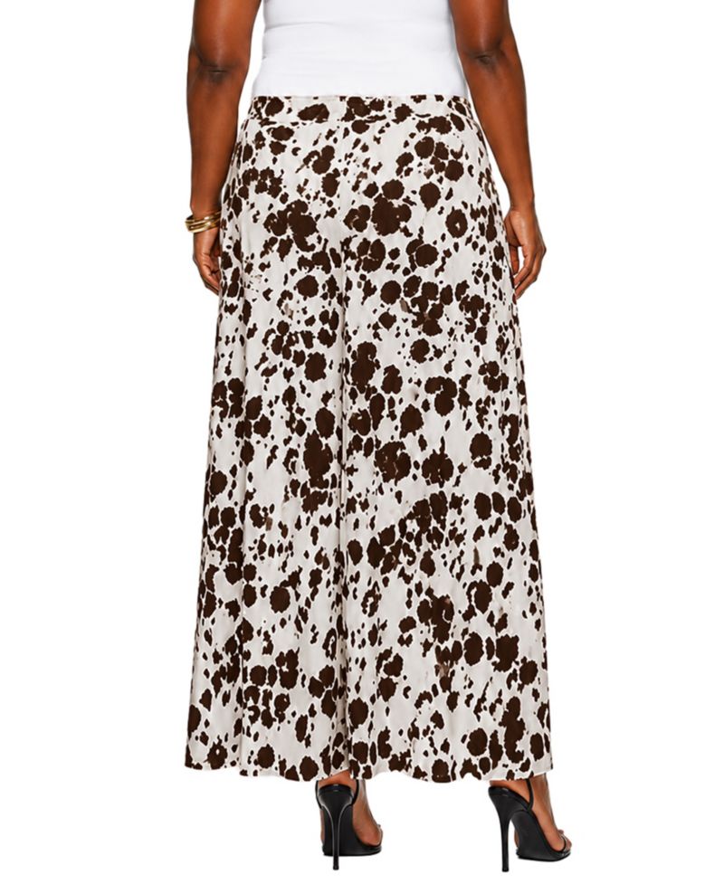 Plus Size Cow Print Elastic Waist Maxi Skirt