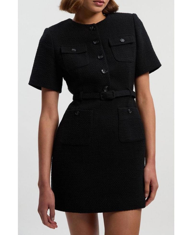 Women's Tweed Belted Mini Dress