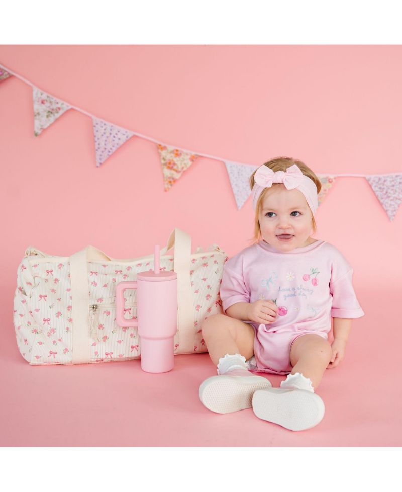 Baby Girls Cherry Good Day Short Sleeve Romper