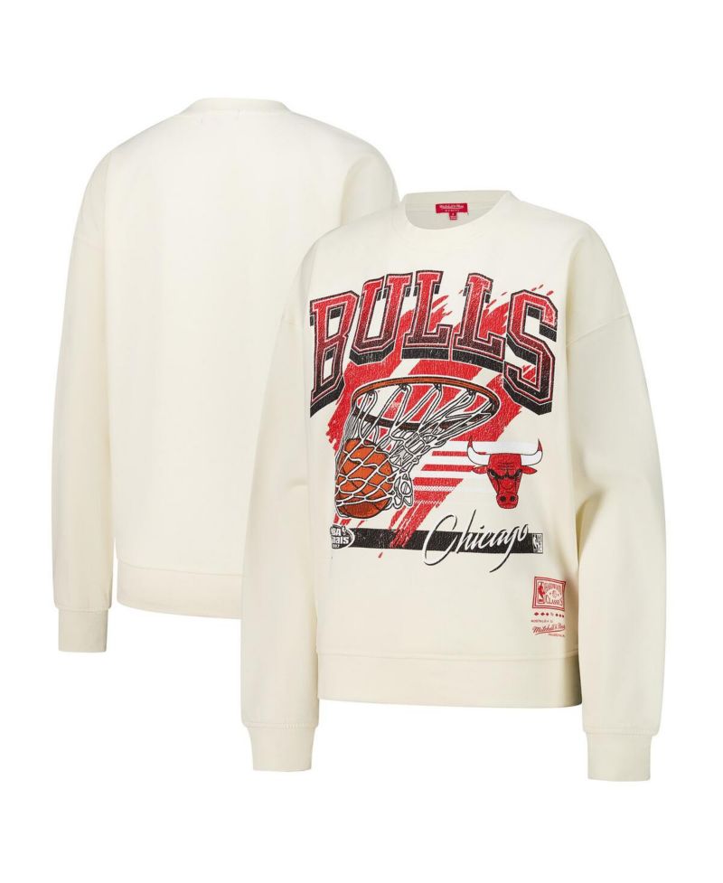 Women's Cream Chicago Bulls Brush Bucket Pullover Sweatshirt