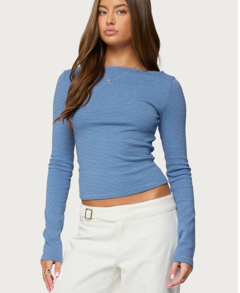 Women's Loria Striped Boat Neck Top