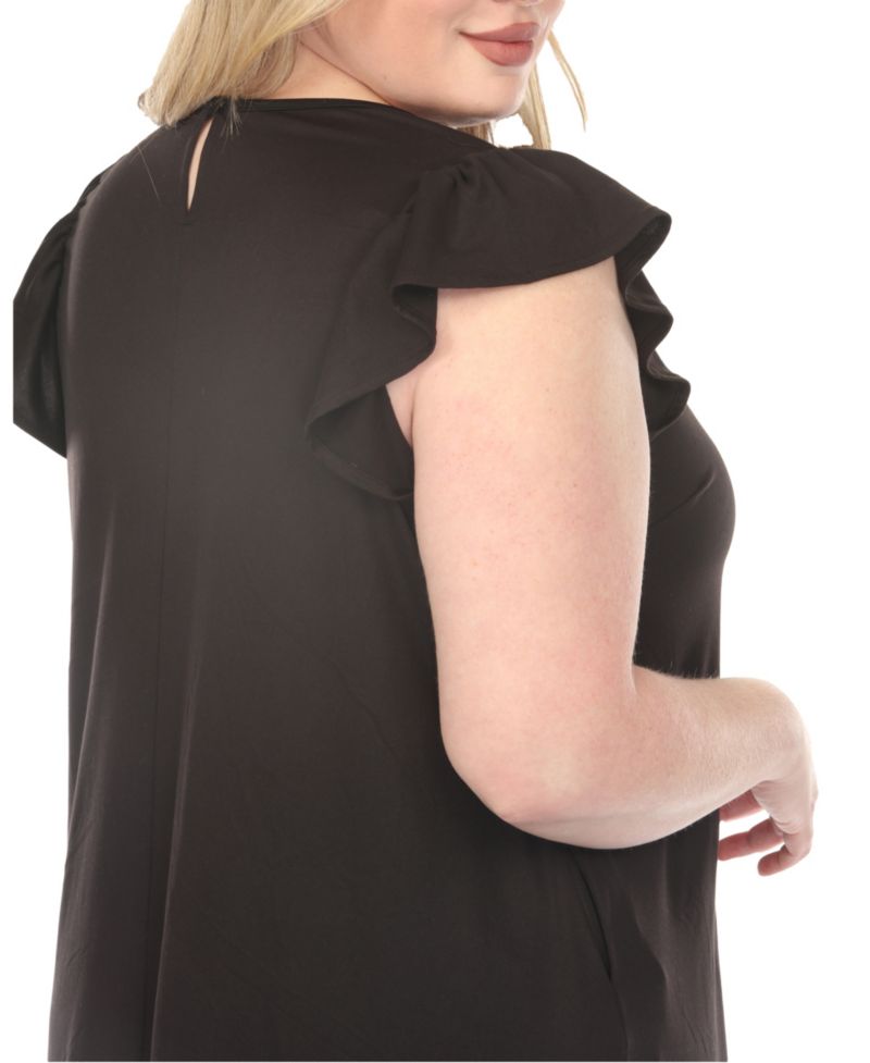 Plus Size Crew Neck Ruffle-Sleeve Dress