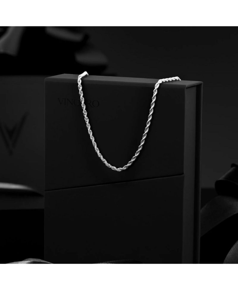 Men's Rope Necklace - 3mm Silver Chain