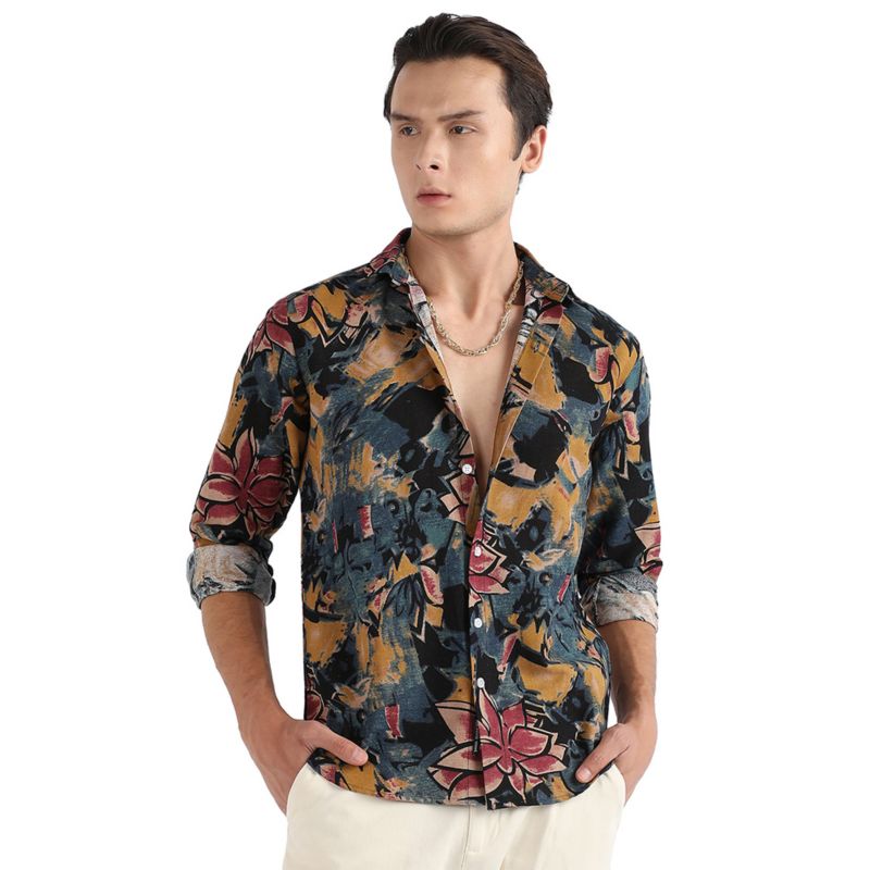 Men's Multicolour Artistic Flowers Shirt