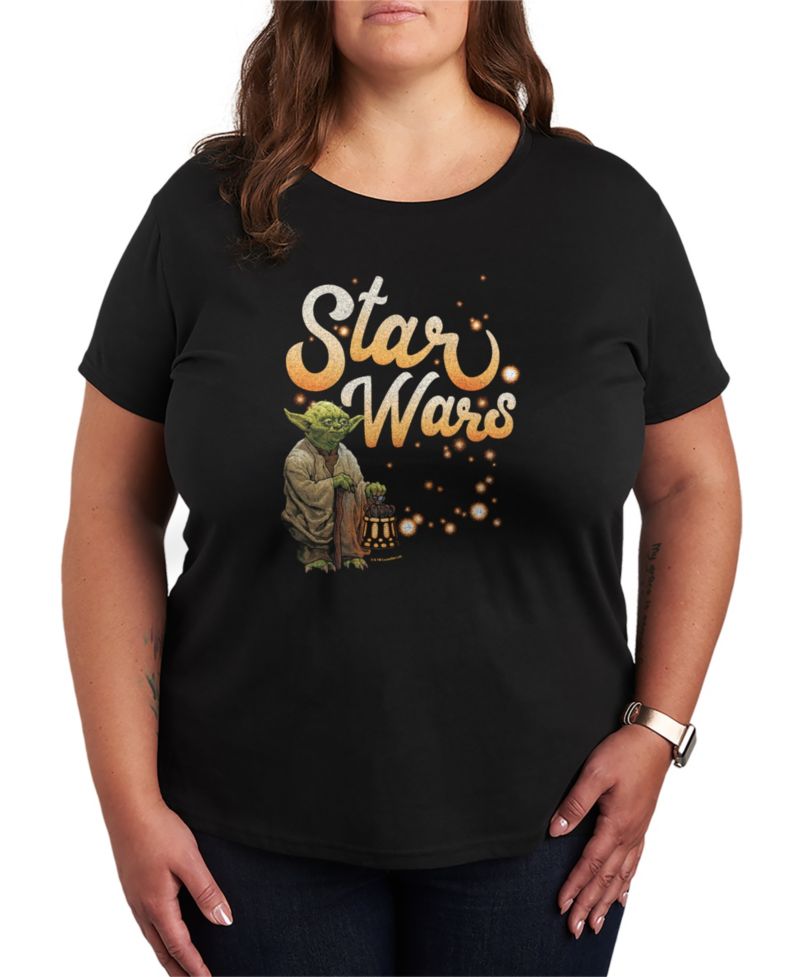 Plus Size Star Wars Yoda Fireflies Graphic T-Shirt