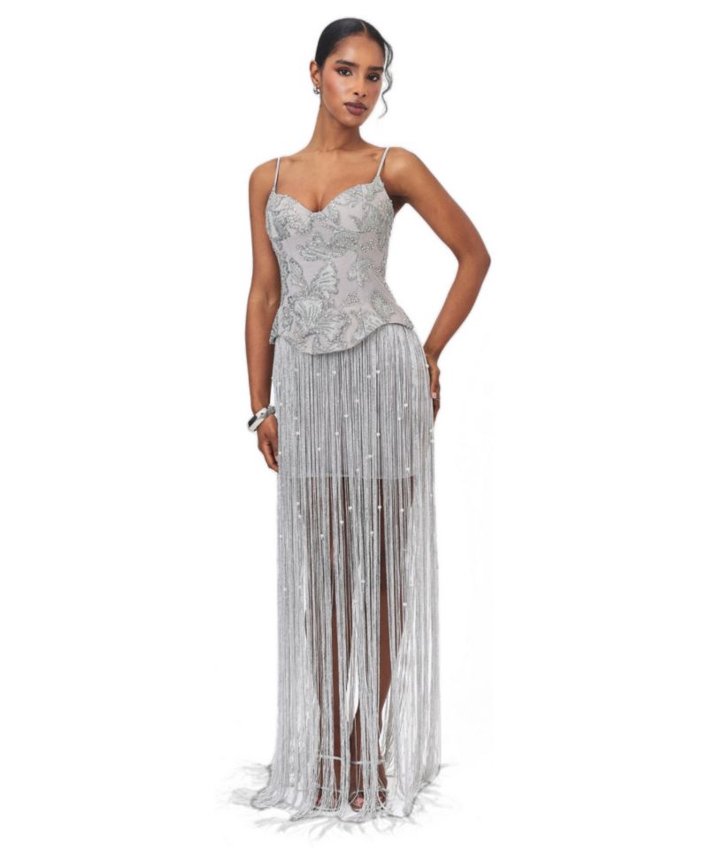 Women's Olisa Beaded Peplum Tassel Maxi Dress