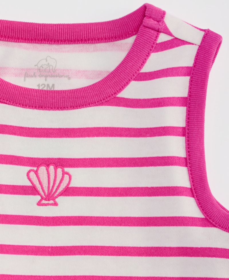 Baby Girls' 3M-24M Mix & Match Seashell Striped Peplum Top