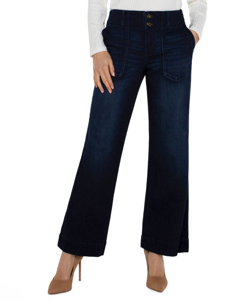 Women's Patch Pocket Wide-Leg Jeans