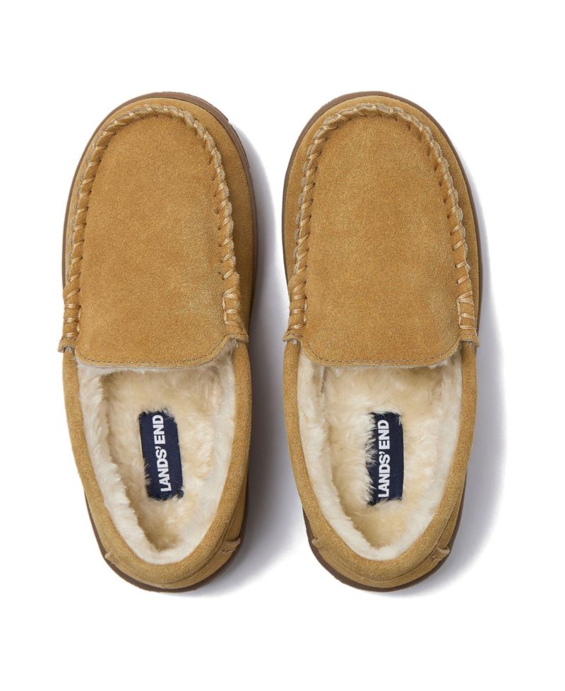 Little Girls Fuzzy Lined Suede Moccasin Slippers
