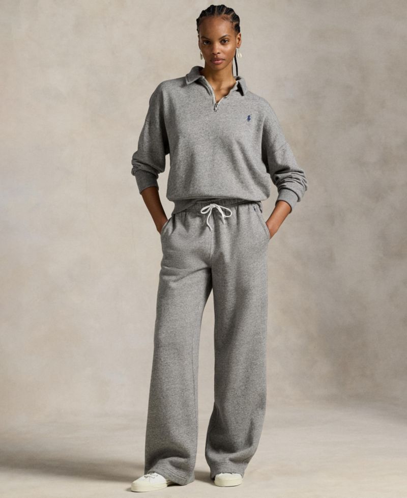 Women's Drawstring Fleece Wide-Leg Sweatpant