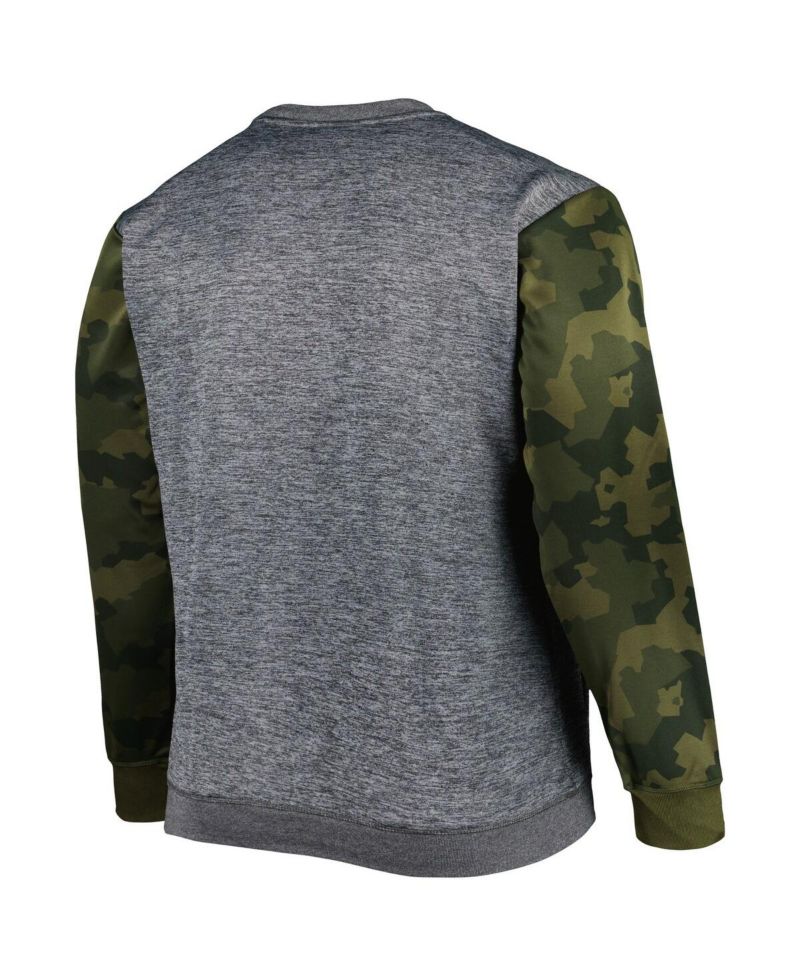 Men's Heather Charcoal Brooklyn Nets Big and Tall Camo Stitched Sweatshirt