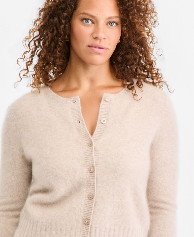 Women's 100% Cashmere Cropped Brushed Shrunken Cardigan