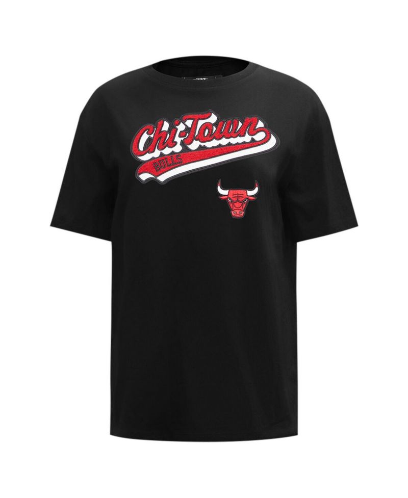 Women's Black Chicago Bulls Script Boyfriend T-shirt