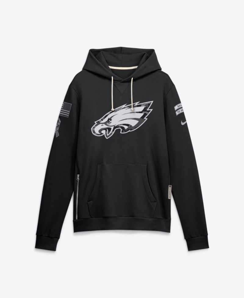 Men's Black Philadelphia Eagles 2026 Salute to Service Sideline Pullover Hoodie