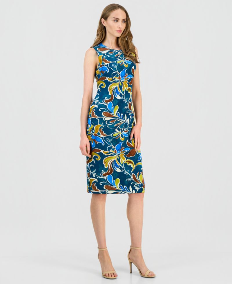 Women's Printed Sleeveless Sheath Dress