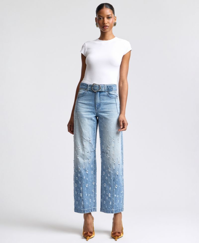 Women's Distress Darted Straight Jeans