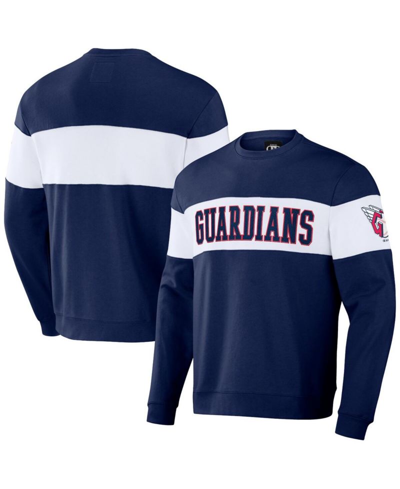 Men's Darius Rucker Collection by Navy Cleveland Guardians Stripe Pullover Sweatshirt