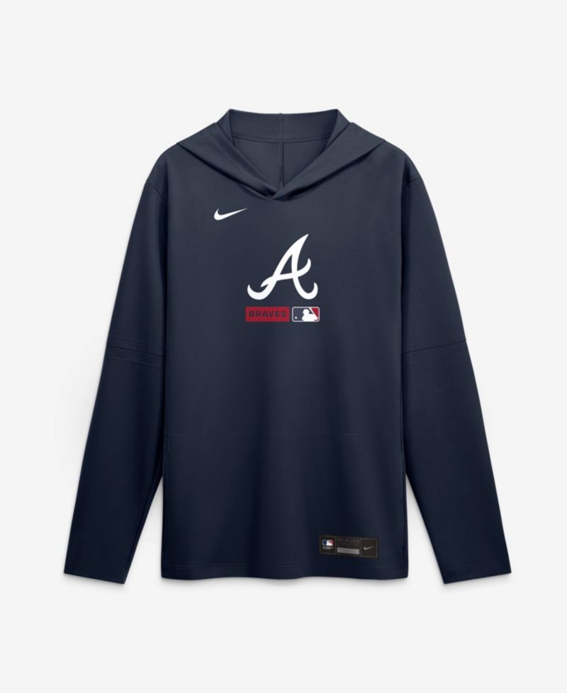 Men's Navy Atlanta Braves Authentic Collection Dri-FIT Long Sleeve Hoodie