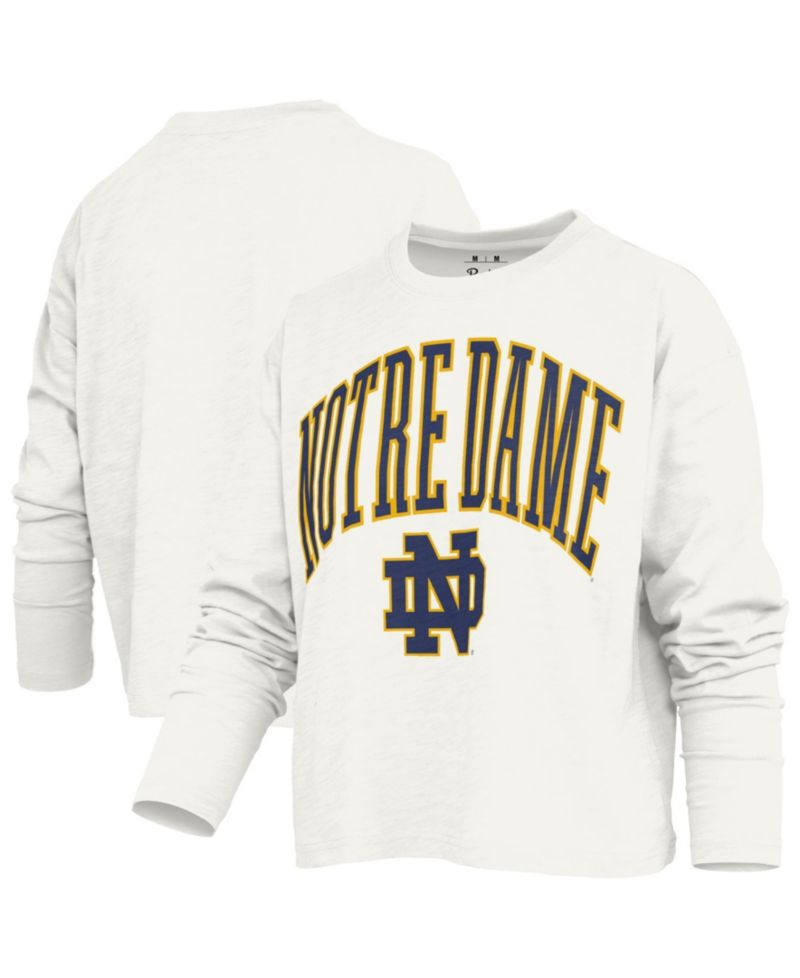 Women's Notre Dame Fighting Irish Motley Long-Sleeve Boxy Waist-Length T-Shirt