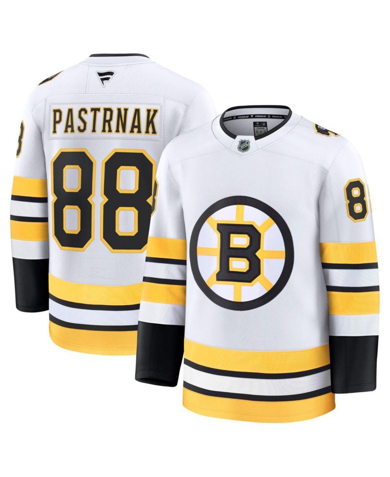 Men's David Pasternak White Boston Bruins Away Premium Player Jersey