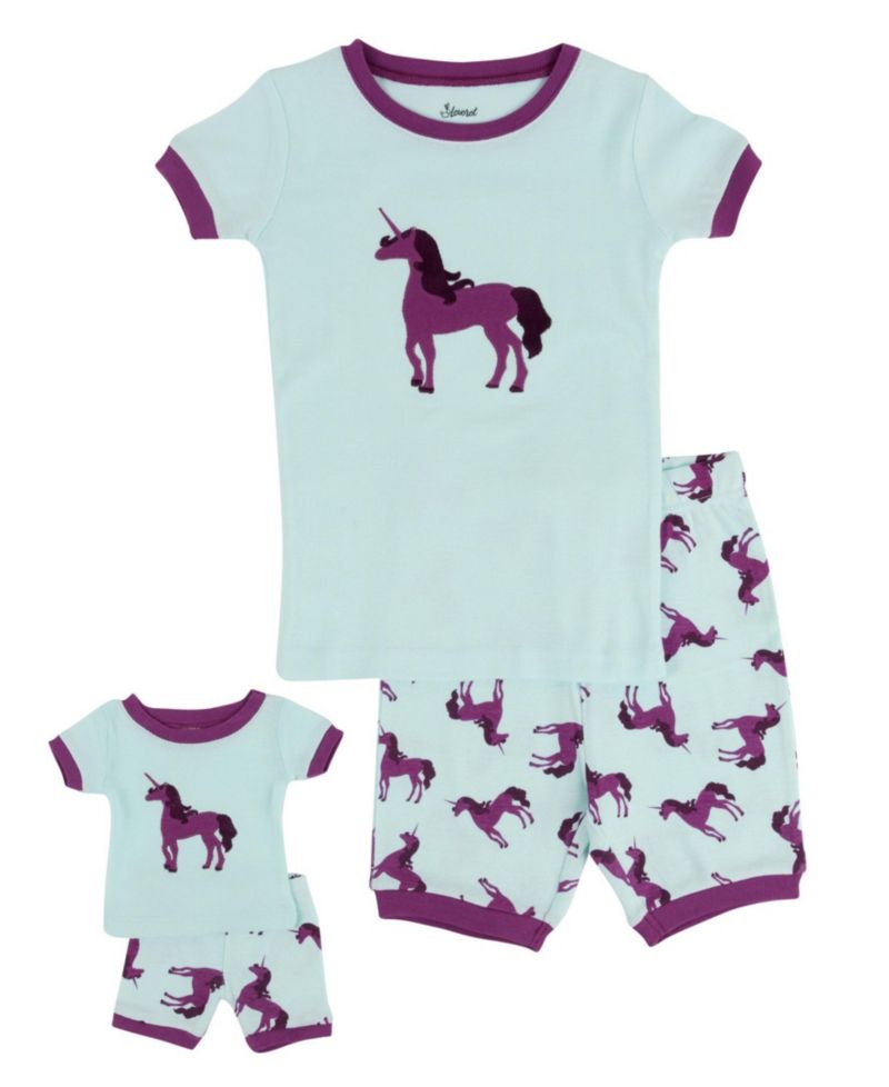 Toddler Girls Matching Doll Snug-Fit Cotton Short Sleeve Pajamas
