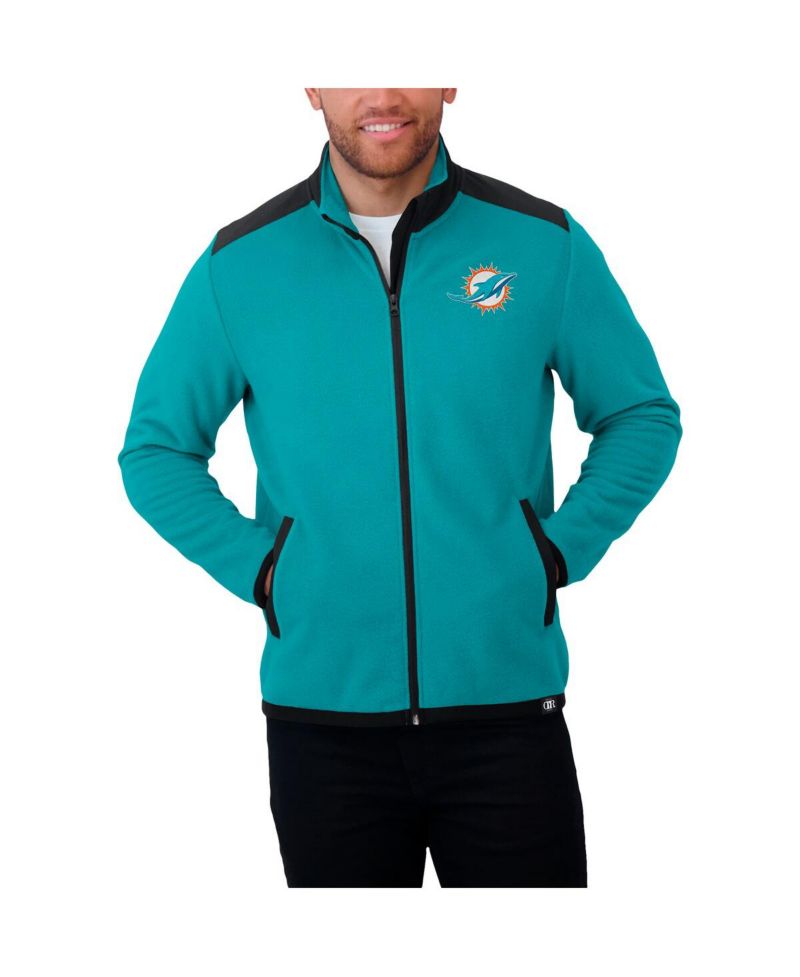 Men's Aqua Miami Dolphins Color Block Polar Fleece Full-Zip Jacket