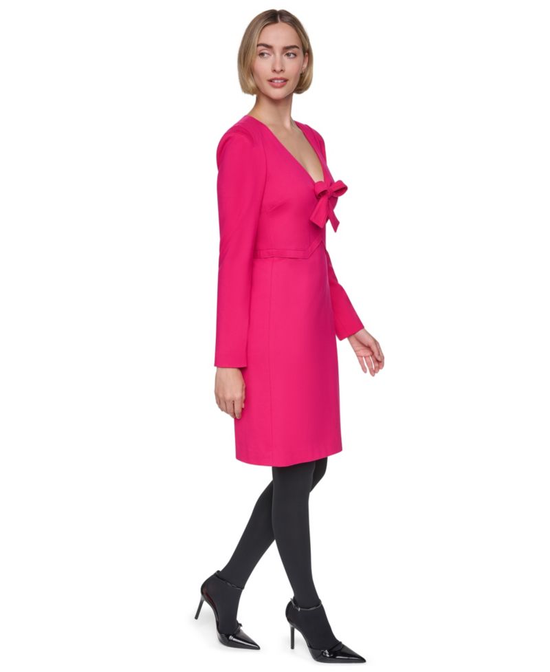 Women's V-Neck Bow-Front Short Dress