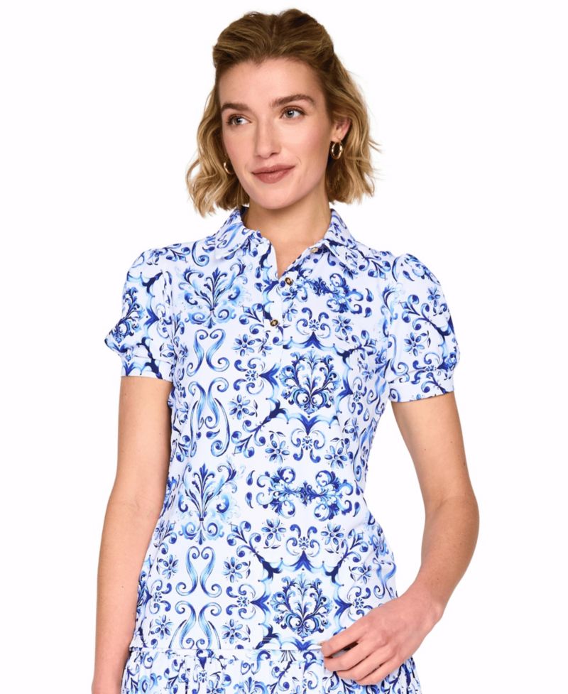 Women's Golf Hand-Painted Puffy Short-Sleeve Polo Shirt