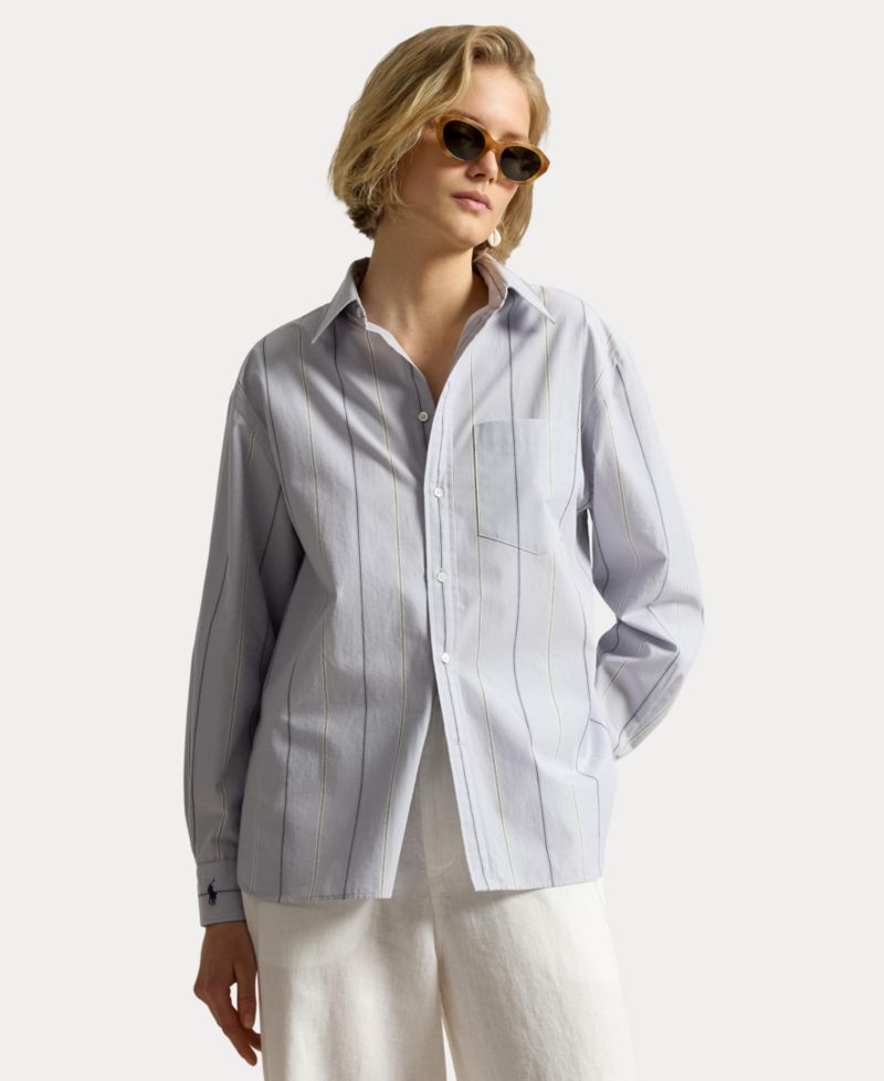 Women's Oversize-Fit Striped Cotton Shirt