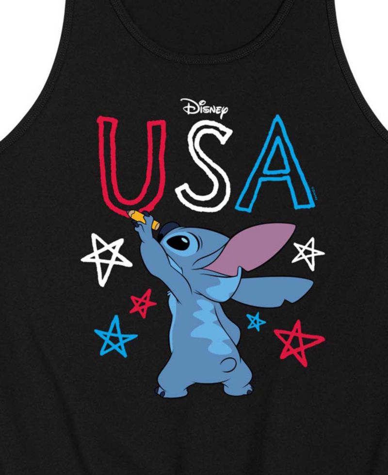 Men's Lilo USA Stitch Drawing Sleeveless Graphic Tank Top
