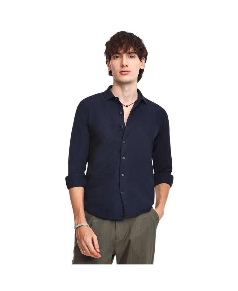 Men's Onyx Black Abstract-Textured Shirt